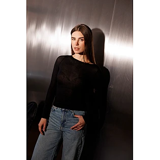 Лонгслив женский 594416 Черный фото 2