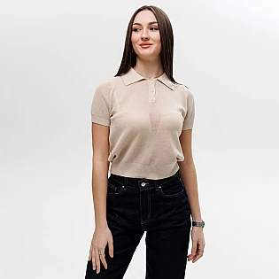 Футболка женская поло 594344 Бежевая