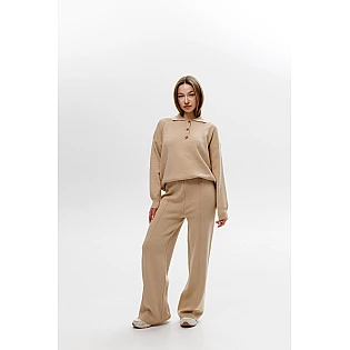 Трикотажний жіночий костюм, oversize 594411 Бежевий розпродаж фото 2