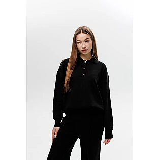 Трикотажний жіночий костюм, oversize 594412 Чорний розпродаж фото 2