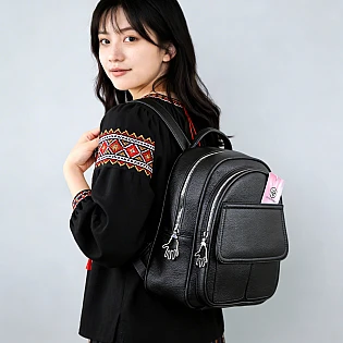 Рюкзак средний эко кожа 594472 Черный фото 1