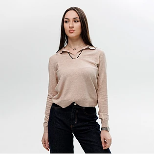 Женский свитер-поло, 594381 Бежевый фото 1