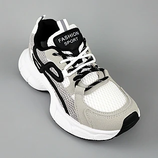 Кросівки сітка еко замш 594599 Сірі з білим фото 2