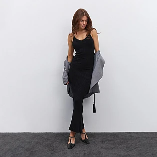Платье вязаное без рукавов 594949 Черное фото 1