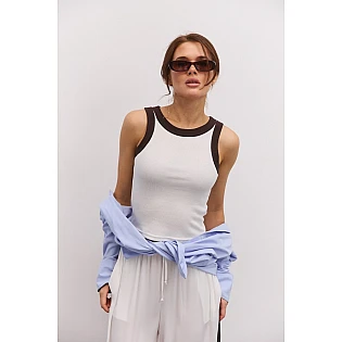 Женская майка трикотаж рубчик 594935 Молочная фото 2