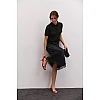 Юбка женская атласная с кружевом 594926 Черная