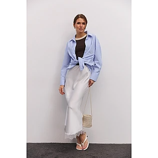 Юбка женская атласная с кружевом 594925 Молочная фото 2