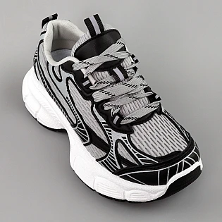 Кроссовки женские замшевые 594959 Черные с серым фото 2