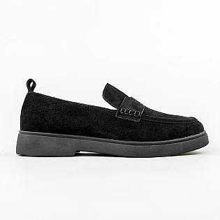 Лоферы женские замшевые 595054 Черные фото 1