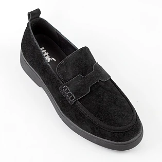 Лоферы женские замшевые 595054 Черные фото 2