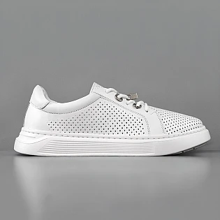 Кеди жіночі шкіряні літні перфорація 594031 Білі 