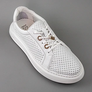 Кеди жіночі шкіряні літні перфорація 594031 Білі  фото 2