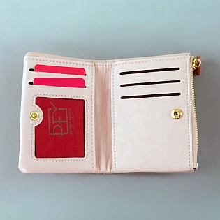 Маленький кошелек эко кожа 595050 Пудровый фото 2