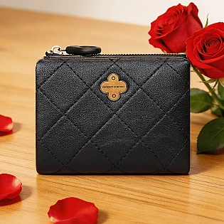 Маленький женский кошелек эко кожа 595053 Черный фото 1