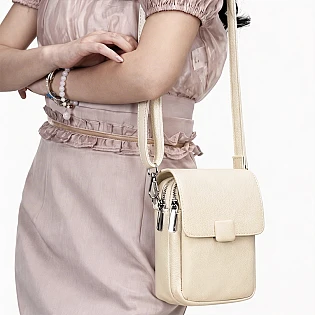 Женская сумка из эко кожи 595017 Цвет слоновая кость фото 1