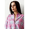Рубашка в клетку женская 595104 Розовая