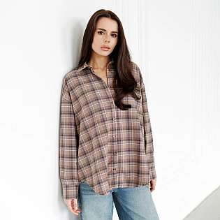 Сорочка в клітинку жіноча 595105 Коричнева 