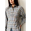 Сорочка в клітинку жіноча 595108 Сіра