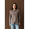 Сорочка в клітинку жіноча 595107 Коричнева