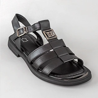 Сандали женские кожаные 594211 Черные фото 2