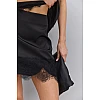 Юбка атласная женская с кружевом 595262 Черная