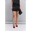 Юбка атласная женская с кружевом 595262 Черная