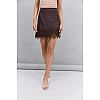 Юбка женская атласная с кружевом 595264 Шоколад