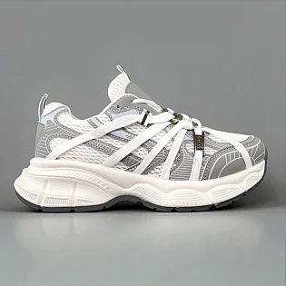 Кроссовки женские замшевые сетка 595295 Белые с серым фото 1