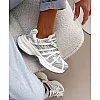 Кроссовки женские замшевые сетка 595295 Белые с серым