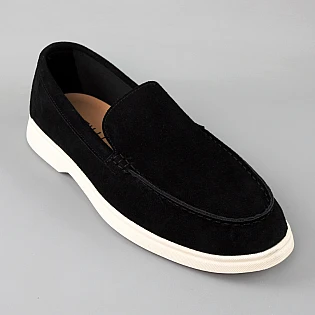 Лоферы мужские замшевые 595319 Черные фото 2