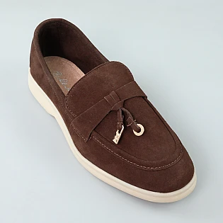 Лоферы женские замша 595305 Шоколадные фото 2