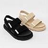 Сандали женские замшевые на липучках 595425 Бежевые