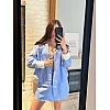 Костюм летний в полоску женский 595520 Голубой