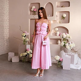 Костюм топ + юбка летний 595685 Розовый распродажа фото 1 Костюм топ + юбка летний 595685 Розовый распродажа фото 1