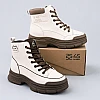 Кроссовки женские кожаные мех 596806 Бежевые