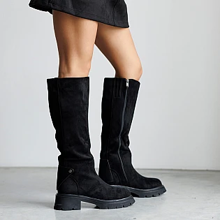 Чоботи жіночі байка екохутро 597007 Чорні фото 1
