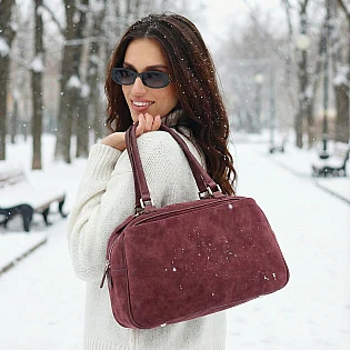 Сумка женская замш 594048 Бордо