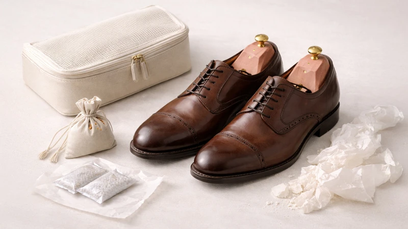 Колодки, вологопоглиначі та дихаючий чохол підтримують форму взуття і зменшують ризик запаху та плісняви.