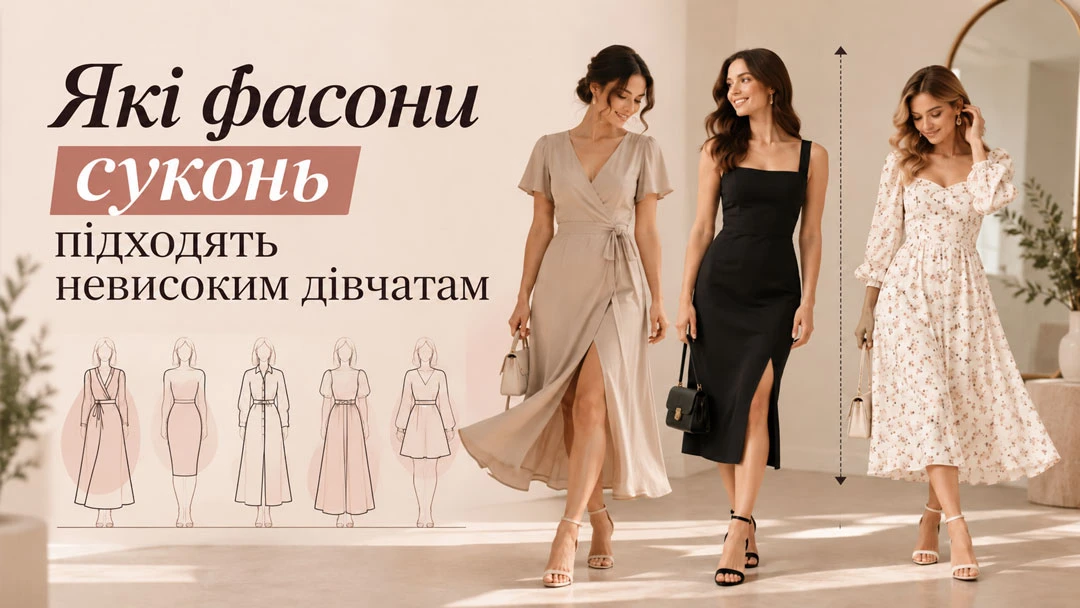 Какие фасоны платьев подходят невысоким девушкам — Sezon.ua Три девушки в платьях разных фасонов: бежевое платье на запах, черное приталенное платье с разрезом и светлое платье в мелкий цветочек