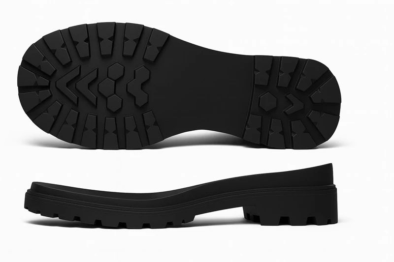 Крупний план підошви з TPR/ТЕП (термопластична гума) з глибоким протектором для надійного зчеплення