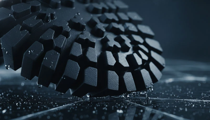 Макросъемка протектора зимнего ботинка для лучшего сцепления с поверхностью