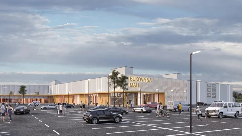 Фасад ТРЦ Bukovyna Mall у Чернівцях з паркінгом (вул. Галицький Шлях, 11)