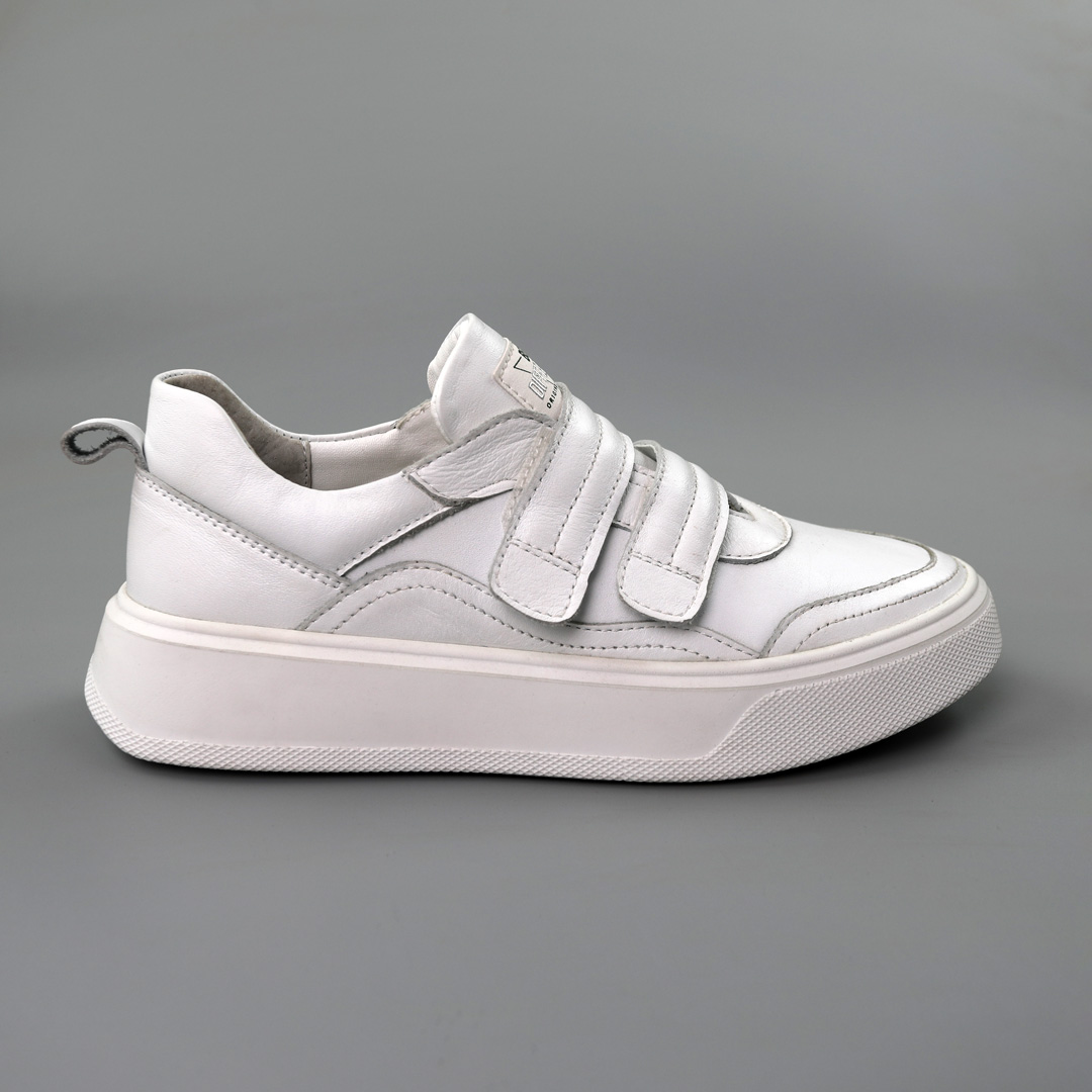 Кеды женские кожаные на липучках 4S 585120 Белые распродажа