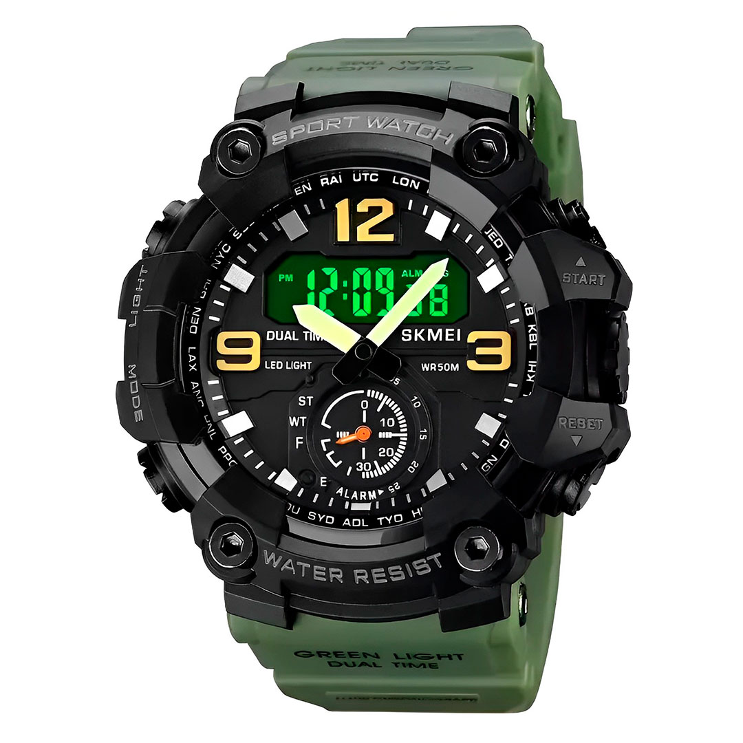 Чоловічі наручні годинники Skmei 586447 Чорні-зелені