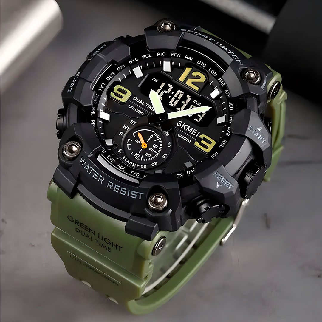 Чоловічі наручні годинники Skmei 586447 Чорні-зелені