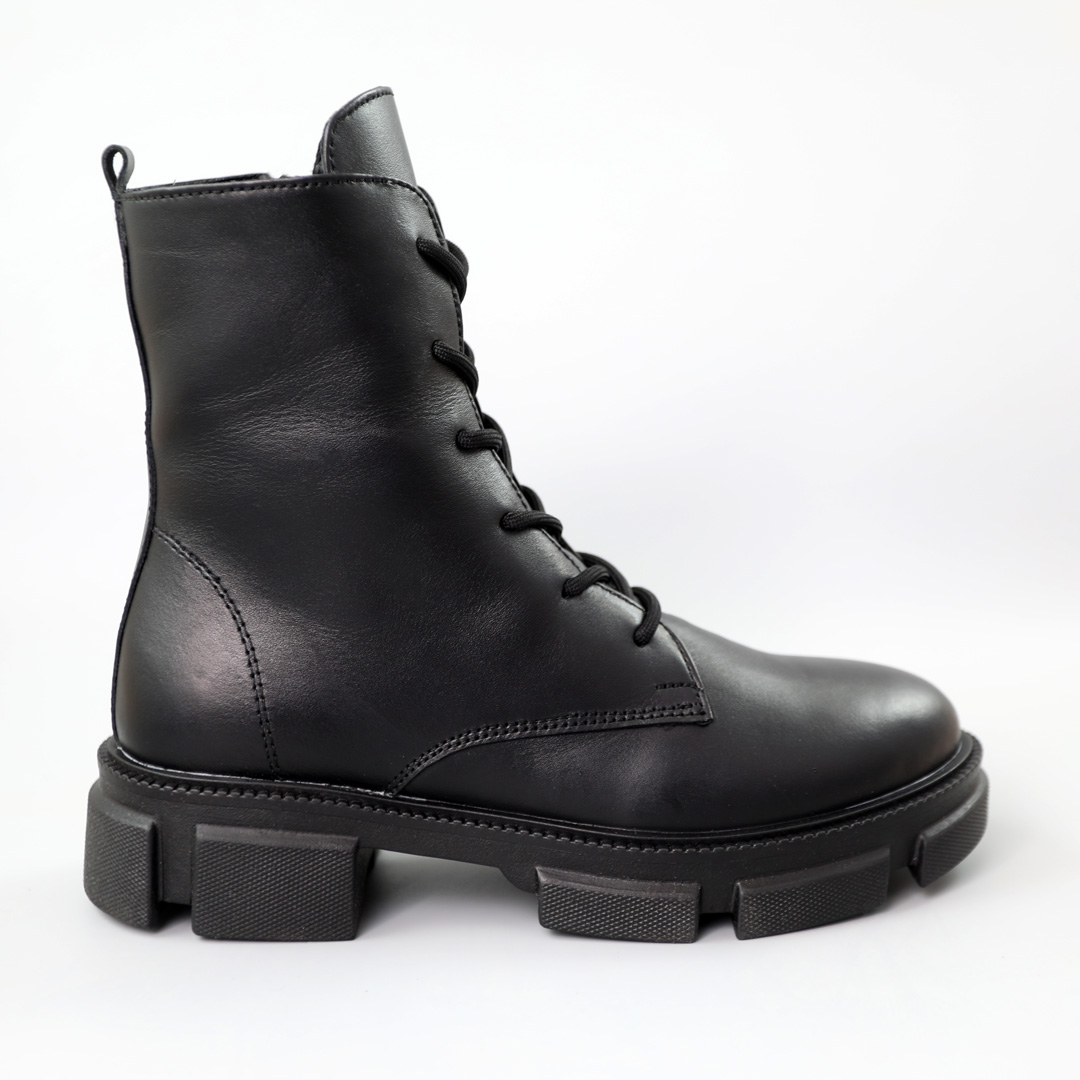 Ботинки кожаные мех 587422 Черные