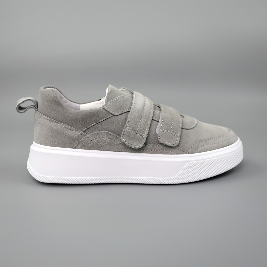 Кеды женские замшевые на липучках 587938 Серые распродажа