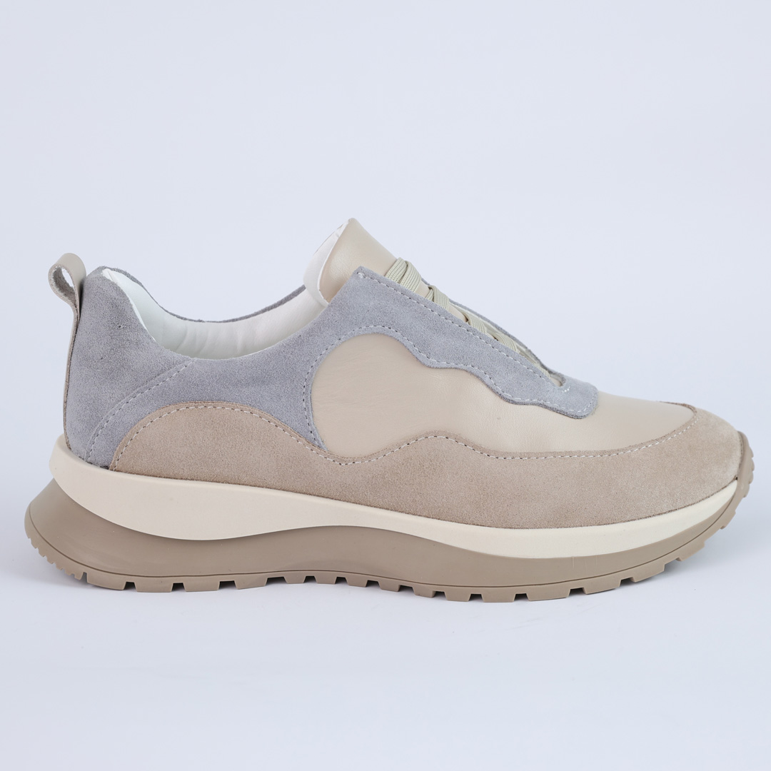 Кроссовки женские замшевые 587955 Бежевые серые распродажа