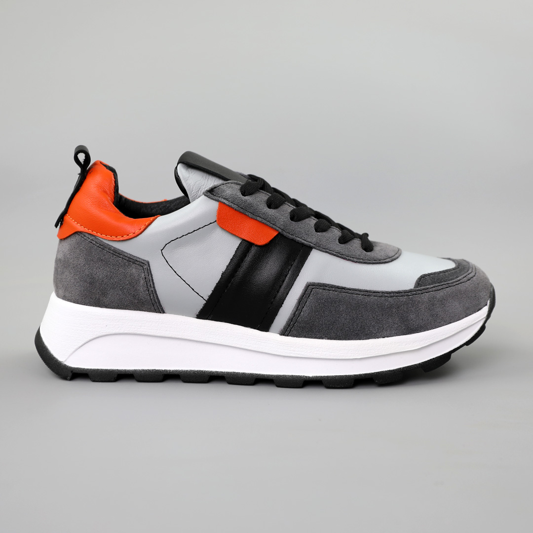 Кроссовки женские кожаные 587954 Серые черные