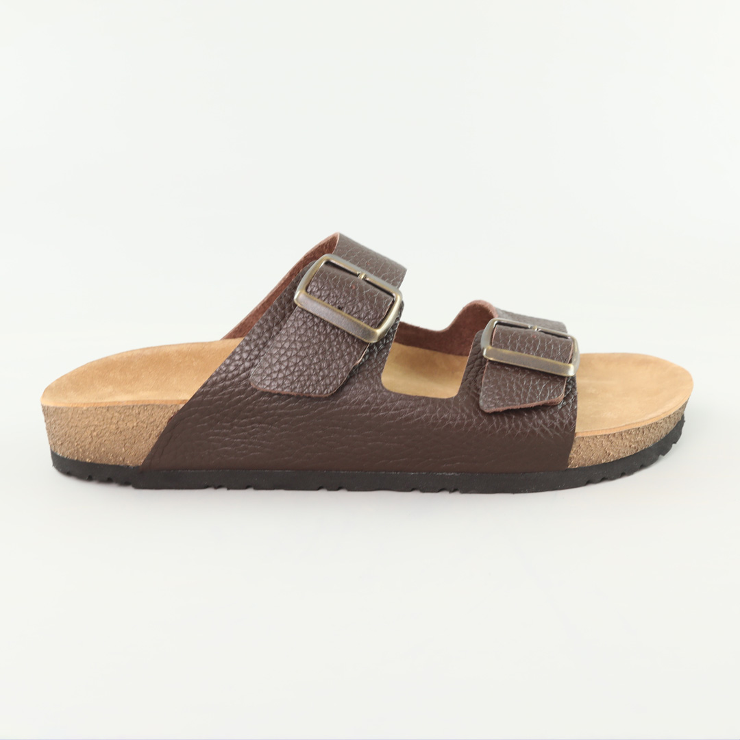 Шльопанці чоловічі шкіряні 589054 Коричневі розпродаж